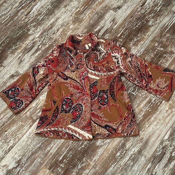 Moth Anthropologie Intarsia Paisley Boho Blazer Jacket Size Small - Picture 2 of 6